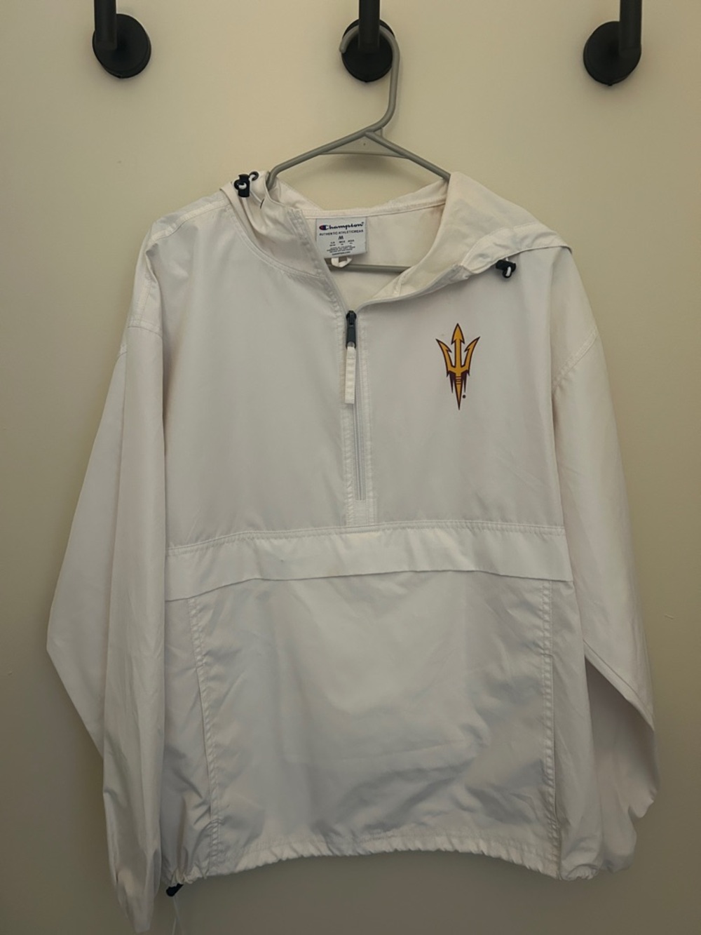 Champion White Pullover Jacket with Arizona Sun devils Logo